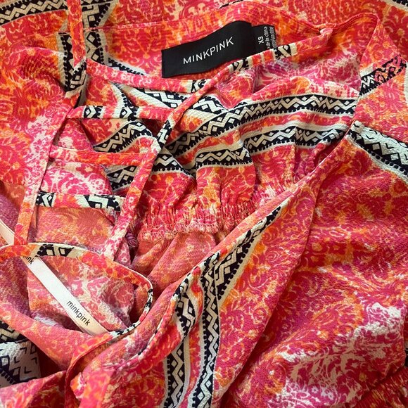 Minkpink Maxi Dress Pink Pattern Vacation Dress Size XS - Picture 4 of 6
